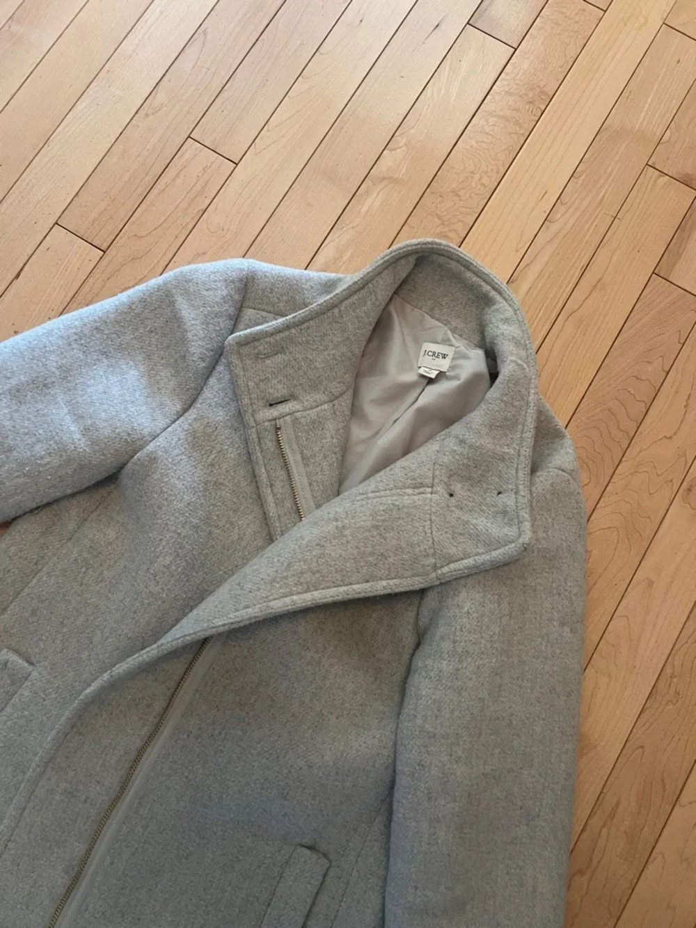 J. Crew Size 4 City Coat Light Gray Wool-Blend Stand Collar - Picture 5 of 6